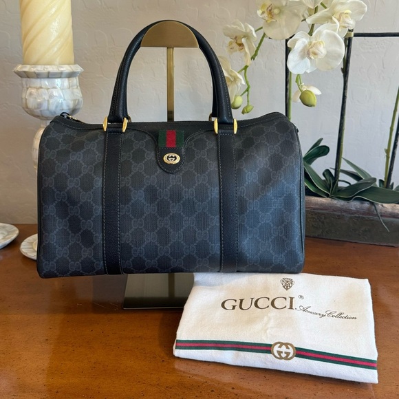 Gucci Handbags - Gucci Accessories Collection Sherry Line Black Boston Bag RARE COLOR